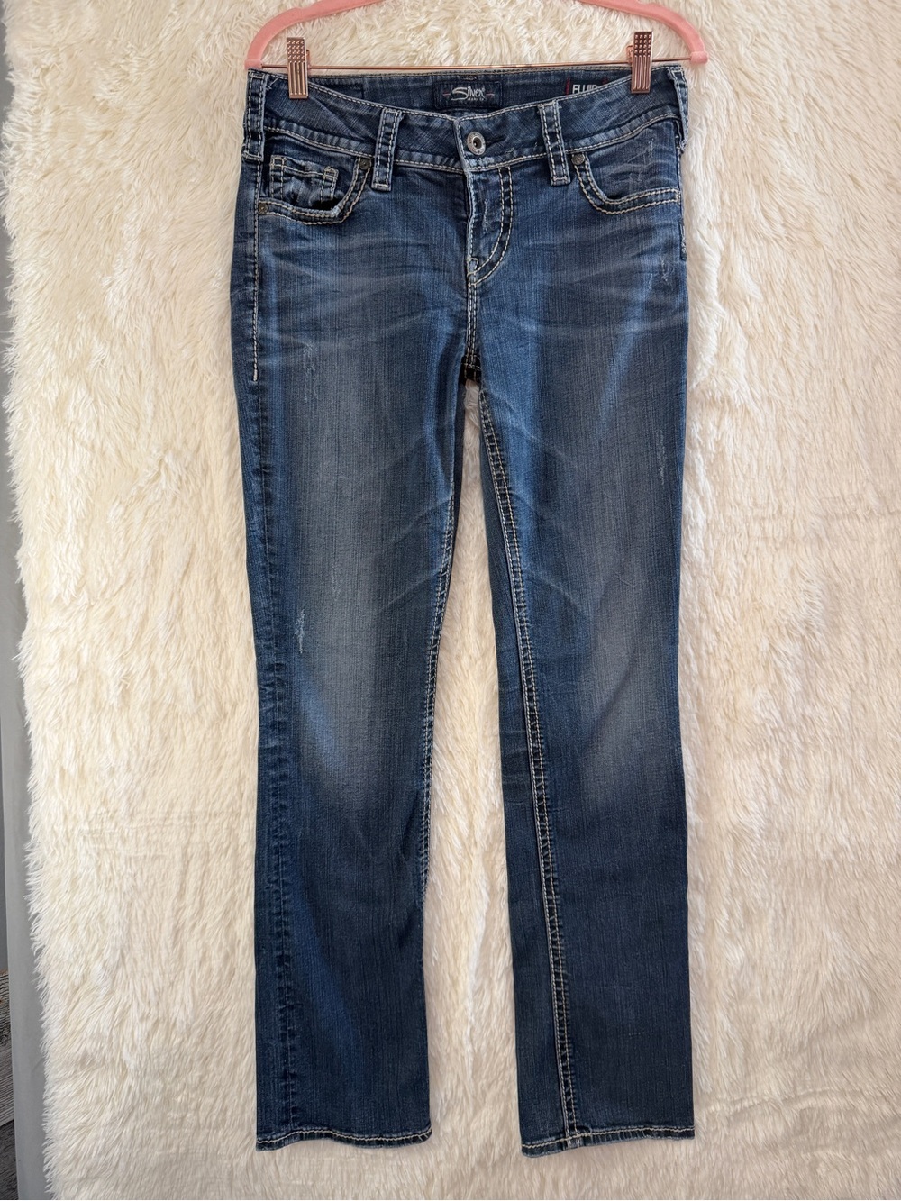 Silver Jeans Womens Distressed Suki Mid Rise Straight Leg Denim 29x32 Everyday